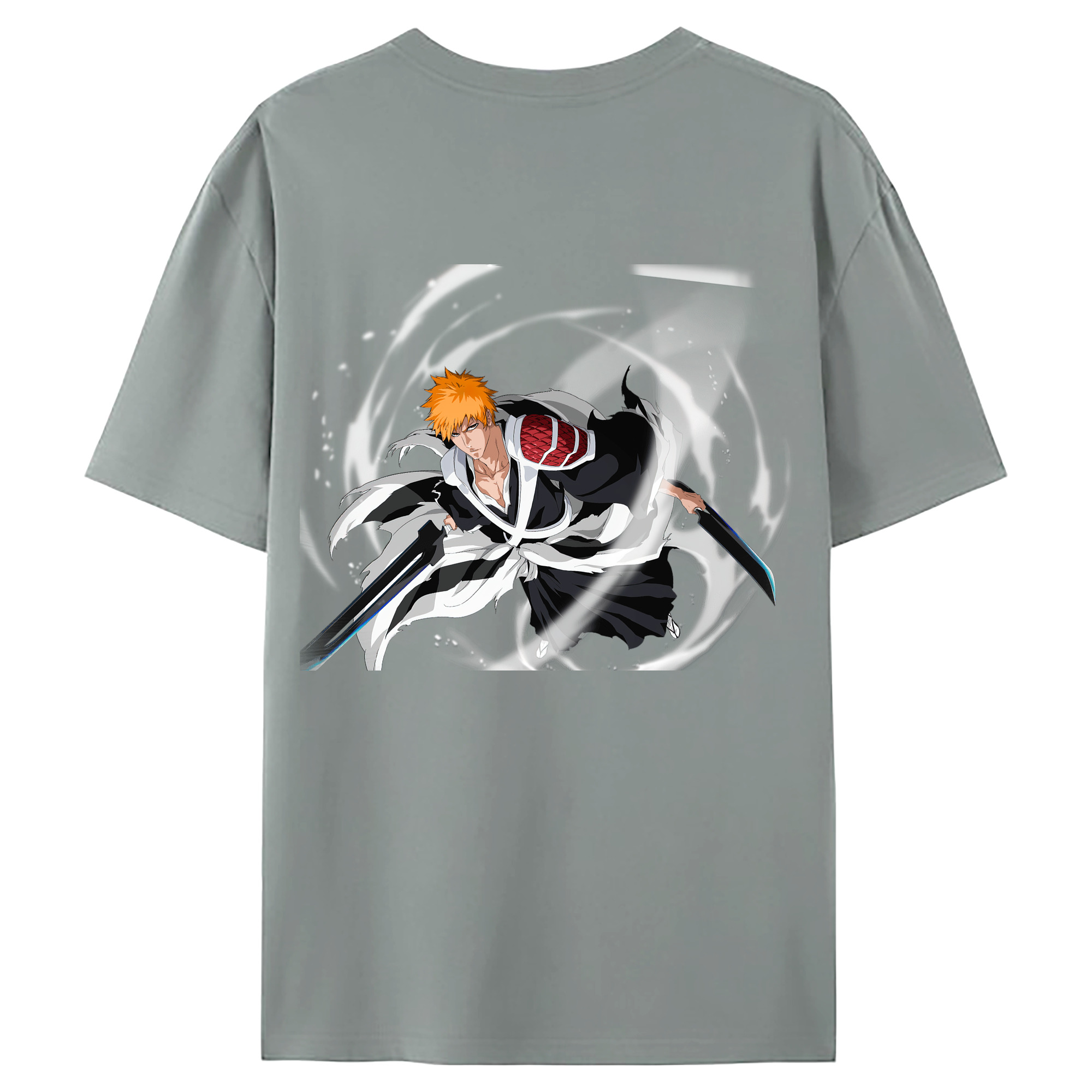 （画像用） ブリーチ 黒崎一護（くろさき いちご）BLEACH Kurosaki Ichigo 綿100％ メンズ半袖Tシャツ（バックプリント） 通気性